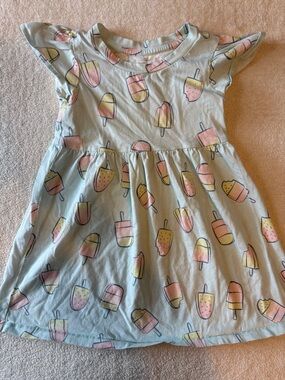 GAP Popsicle Print Cotton Dress in Light Blue, pastel pink yellow ice pops. 3T